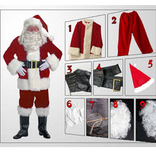 Load image into Gallery viewer, christmas santa claus costume for men women adult Cosplay Costumes Party red Suit Coat Pants Beard Hat Set Clothes Xmas Costume