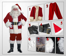 Load image into Gallery viewer, christmas santa claus costume for men women adult Cosplay Costumes Party red Suit Coat Pants Beard Hat Set Clothes Xmas Costume