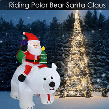Load image into Gallery viewer, Inflatable Santa Claus Riding Polar Bear LED Light Up Giant Carry Inflatable Doll Gift Bag for  Garden Yard Christmas Decoration