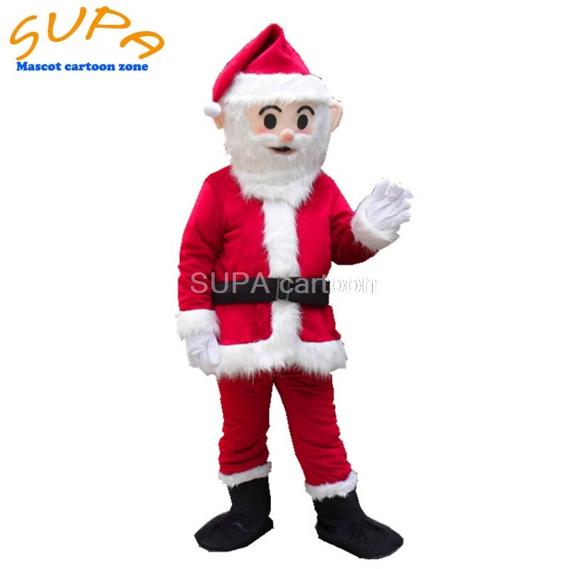 Free air shipping happy new year luxury Christmas santa claus costume with EVA head for men cosplay fancy dress suit