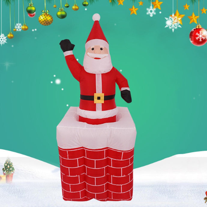 1.6m Santa Claus Mascot LED Lighted Inflatable Toys with chimney Christmas Halloween Party Props Yard Garden Deco Blow Up