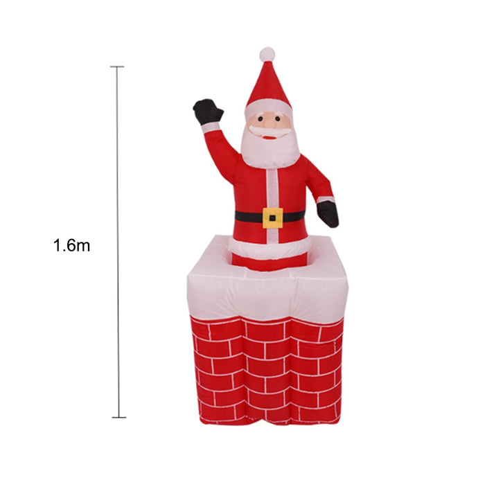 1.6m Santa Claus Mascot LED Lighted Inflatable Toys with chimney Christmas Halloween Party Props Yard Garden Deco Blow Up New O8