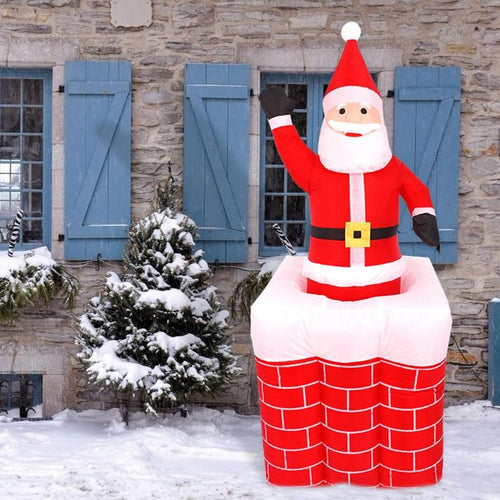 1.6m Santa Claus Chimney Inflatable Toy Outdoors Xmas Decor Arch Ornament