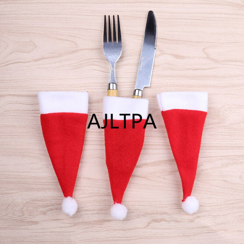 100pcs/lot New Year Chirstmas Tableware Holder Knife Fork Cutlery Set Christmas Decorations Home Christmas Decor CT0287