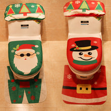 Load image into Gallery viewer, New Toilet Three Pieces Sets Christmas Creative Santa Claus Toilet Cover Decoration Non-woven Snowman Style Toilet Cover