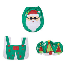 Load image into Gallery viewer, New Toilet Three Pieces Sets Christmas Creative Santa Claus Toilet Cover Decoration Non-woven Snowman Style Toilet Cover