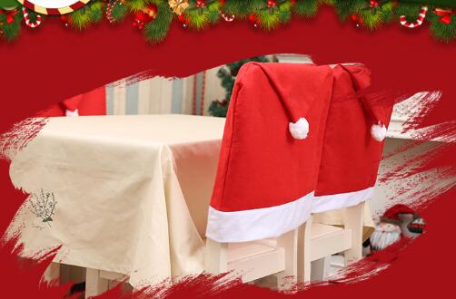 100pcs/lot fedex fast free shipping Christmas Chair Back Cover santa clause Red Hat Christmas Decoration For Home decor