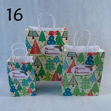 Load image into Gallery viewer, 20 Colours Marry Christmas Hand Paper Bag Multifuntion Christmas Santa Claus Snowman Gifts Elk Paper Bag With Handle 100pcs/lot