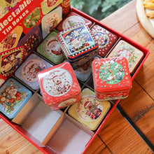 Load image into Gallery viewer, 12pcsSquare Christmas Candy Gift Tin Box New Year Kids Gift Packing Box Christmas Santa Claus Baking biscuits Printed Sealed Jar