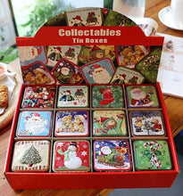 Load image into Gallery viewer, 12pcsSquare Christmas Candy Gift Tin Box New Year Kids Gift Packing Box Christmas Santa Claus Baking biscuits Printed Sealed Jar