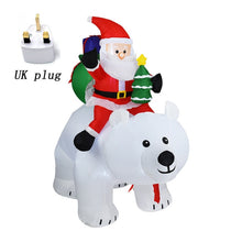 Load image into Gallery viewer, Giant Inflatable Santa Claus Riding Polar Bear 2M Christmas Inflatable Shaking Head Doll Indoor Outdoor Garden Xmas Decoration