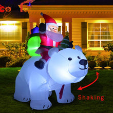 Load image into Gallery viewer, 2m Polar Bear Inflatable Santa Can Shake The Head Christmas Riding Polar Bear Garden Christmas Decoration Riding Polar Bear Sant