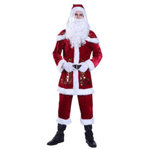 Load image into Gallery viewer, XXXXL 2020 New Deluxe Velvet Christmas Santa Claus Suit Adult Mens Costume Gloves+Shawl+ Hat+ Clothes+ Belt+Foot Cover+ Gloves