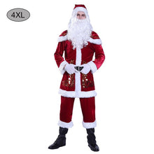 Load image into Gallery viewer, XXXXL 2020 New Deluxe Velvet Christmas Santa Claus Suit Adult Mens Costume Gloves+Shawl+ Hat+ Clothes+ Belt+Foot Cover+ Gloves