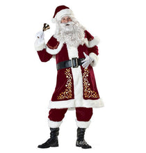 Load image into Gallery viewer, M-XXL 2018 New Deluxe Velvet Christmas Santa Claus Suit Adult Mens Costume ( gloves + shawl+hat+clothes+belt+Foot cover)
