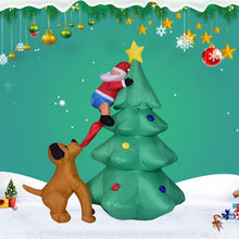 Load image into Gallery viewer, 6 Foot Inflatable Christmas Santa Claus Climbing on Christmas Tree Chased by Dog