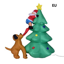 Load image into Gallery viewer, 6 Foot Inflatable Christmas Santa Claus Climbing on Christmas Tree Chased by Dog