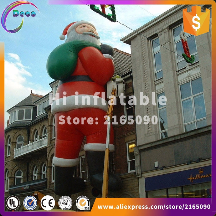 10 m new hot sale funny inflatable christmas santa claus decorations climbing wall