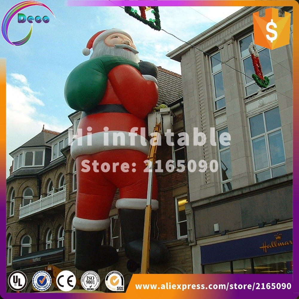 10 m new hot sale funny inflatable christmas santa claus decorations climbing wall