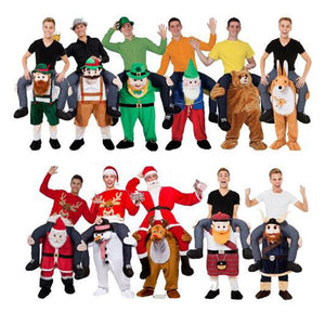 H&ZY Funny Ride on Me Mascot Cosplay Costumes Carry Back Funny Pants Dress Up Christmas Santa Claus Snowman Halloween Party Toys