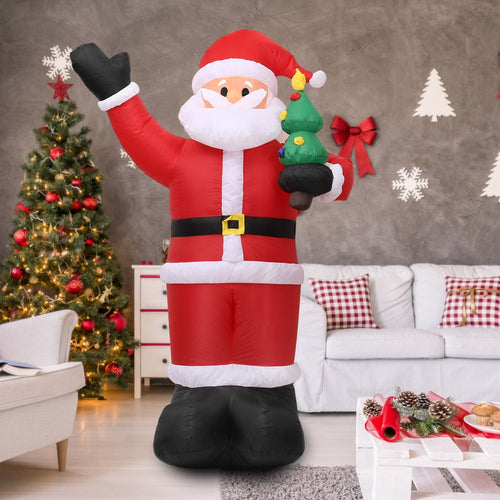2.4m  Tall Inflatable Christmas Santa Claus X'mas Outdoor Christmas Decorations Ornaments with Built-in White Light AC100-240V