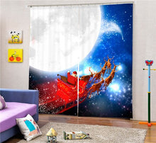 Load image into Gallery viewer, Christmas Santa Claus And Deers 3D Painting Blackout Curtains Office Bedding Room Living Room Sunshade Window Custom-made Size
