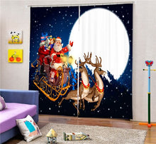 Load image into Gallery viewer, Christmas Santa Claus And Deers 3D Painting Blackout Curtains Office Bedding Room Living Room Sunshade Window Custom-made Size