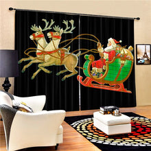 Load image into Gallery viewer, Christmas Santa Claus And Deers 3D Painting Blackout Curtains Office Bedding Room Living Room Sunshade Window Custom-made Size