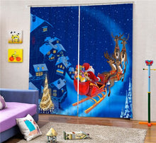 Load image into Gallery viewer, Christmas Santa Claus And Deers 3D Painting Blackout Curtains Office Bedding Room Living Room Sunshade Window Custom-made Size