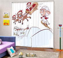 Load image into Gallery viewer, Christmas Santa Claus And Deers 3D Painting Blackout Curtains Office Bedding Room Living Room Sunshade Window Custom-made Size