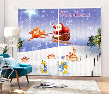 Load image into Gallery viewer, Christmas Santa Claus And Deers 3D Painting Blackout Curtains Office Bedding Room Living Room Sunshade Window Custom-made Size