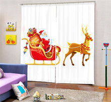 Load image into Gallery viewer, Christmas Santa Claus And Deers 3D Painting Blackout Curtains Office Bedding Room Living Room Sunshade Window Custom-made Size