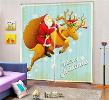 Load image into Gallery viewer, Christmas Santa Claus And Deers 3D Painting Blackout Curtains Office Bedding Room Living Room Sunshade Window Custom-made Size