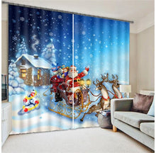Load image into Gallery viewer, Christmas Santa Claus And Deers 3D Painting Blackout Curtains Office Bedding Room Living Room Sunshade Window Custom-made Size