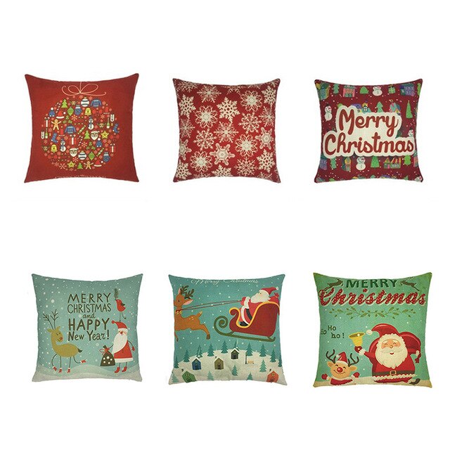 30Pcs Merry Christmas Santa Claus Polyester Linen Throw Pillow Cushion Cover Car Home Sofa Decorative Pillowcase Xmas Decor