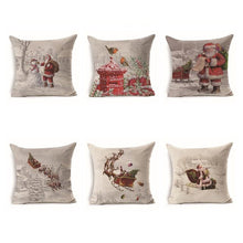 Load image into Gallery viewer, 30Pcs Merry Christmas Santa Claus Polyester Linen Throw Pillow Cushion Cover Car Home Sofa Decorative Pillowcase Xmas Decor