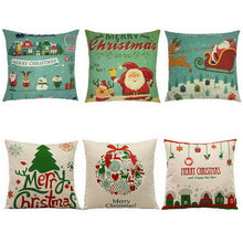 Load image into Gallery viewer, 30Pcs Merry Christmas Santa Claus Polyester Linen Throw Pillow Cushion Cover Car Home Sofa Decorative Pillowcase Xmas Decor
