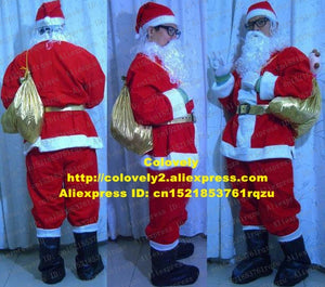 Benign Father Christmas Santa Claus Clause Kriss Kringle Mascot Costume Cartoon Character Mascotte Red Black Shoes No.zz2312 FS