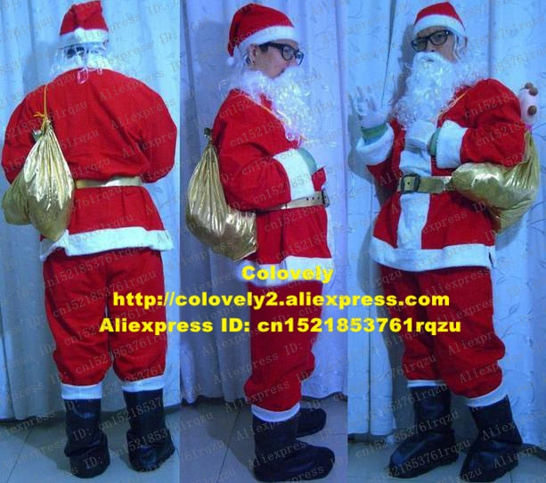 Benign Father Christmas Santa Claus Clause Kriss Kringle Mascot Costume Cartoon Character Mascotte Red Black Shoes No.zz2312 FS