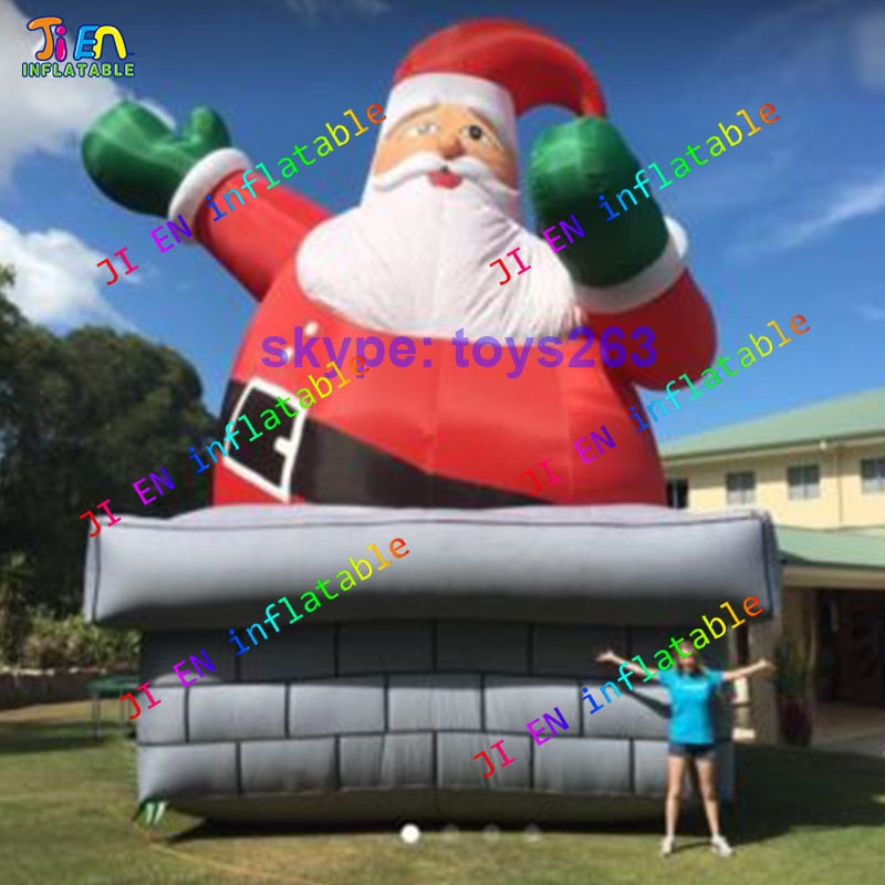 giant 6m/8m/10m high inflatable santa claus on chimney Xmas old man outdoor advertising Christmas santa claus