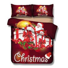 Load image into Gallery viewer, 3D Christmas Santa Claus 4pcs/set Printed Festival Bedding Set Home Thicken Sheet Pillowcase Duvet Cover Sets Bed Decora