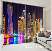 Load image into Gallery viewer, City lights Luxury 3D Blackout Curtains For Living room Bedding room Drapes Cotinas para sala for Chirstmas decorative