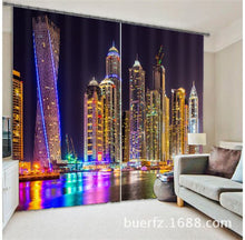 Load image into Gallery viewer, City lights Luxury 3D Blackout Curtains For Living room Bedding room Drapes Cotinas para sala for Chirstmas decorative