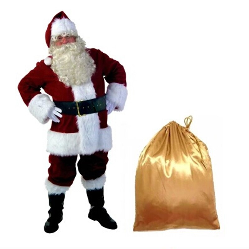 A Full Set Of Christmas Santa Claus Costumes Hat For Adults Blue Red Christmas Clothes Santa Claus Costume Luxury Suit