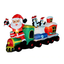 Load image into Gallery viewer, Infant Christmas Santa Claus Train with Penguin LED Lighted Giant Inflatable Christmas Ornament New Year Outdoor Home Decoration