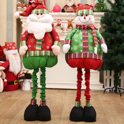130CM Big Santa Claus Snowman Christmas Dolls Xmas Decorations For Home Retractable Standing Toy Birthday Party Gift Kids Natal