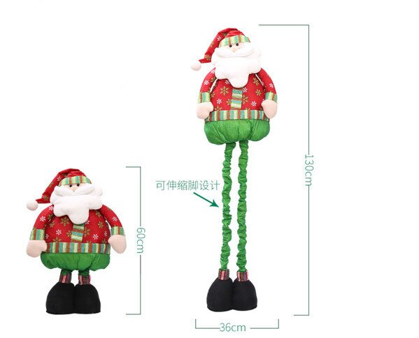130CM Big Santa Claus Snowman Christmas Dolls Xmas Decorations For Home Retractable Standing Toy Birthday Party Gift Kids Natal