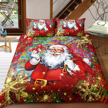 Load image into Gallery viewer, BOMCOM 3D Digital Printing Merry Christmas Santa Claus Xmas Snowflak Glitter Reindeer Rudolph Bedding Sets 100% Microfiber Red