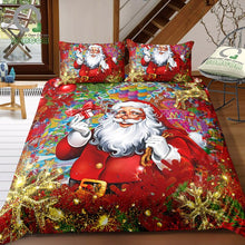Load image into Gallery viewer, BOMCOM 3D Digital Printing Merry Christmas Santa Claus Xmas Snowflak Glitter Reindeer Rudolph Bedding Sets 100% Microfiber Red